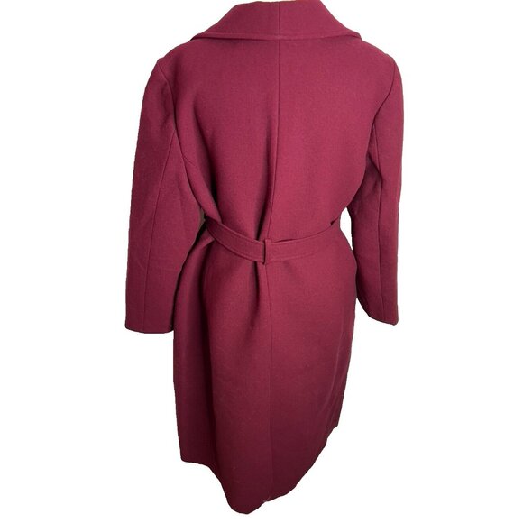 J.Crew Womens Belted Wool Blend Coat Burgundy Size 8 CD824 - Picture 3 of 8